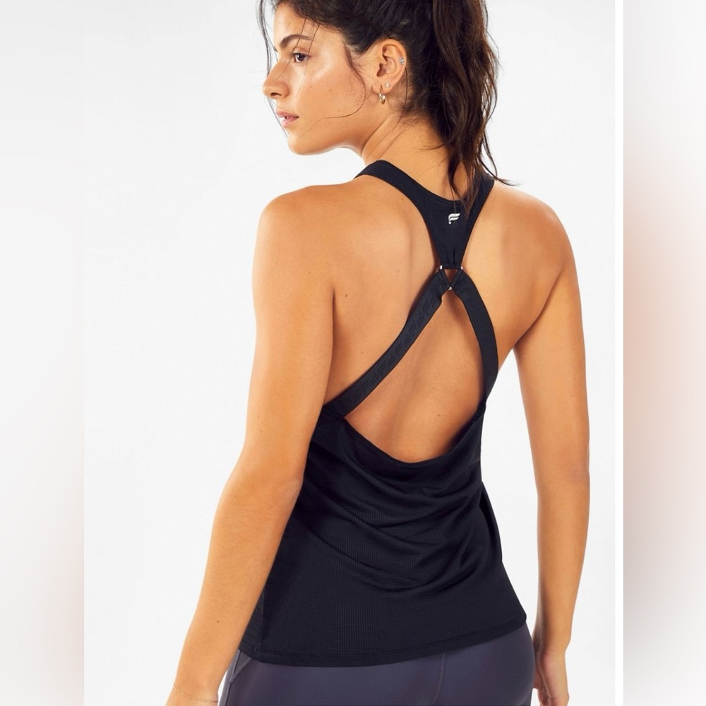 Fabletics Cashel Open Back Loose Fit Tank Black Womens Size Small S